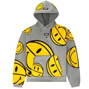 Arson Gray and Yellow Smiley Face Men's Sweater size XL